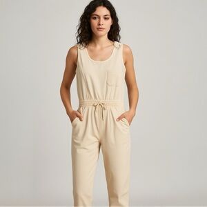 Vintage 90s Utility Jumpsuit Size Medium Sleeveless Drawstring Casual